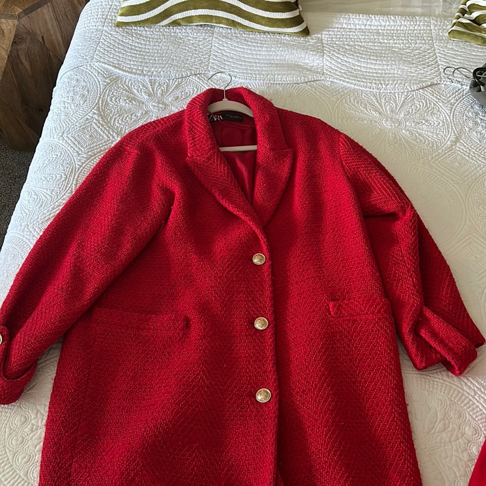 Red weaved zara blazer